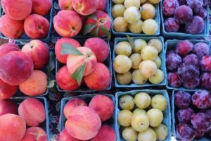 Various fruits in small baskets from Twin Ridge Orchards