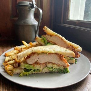Chicken Sandwich and fries at Hunter's Head Tavern