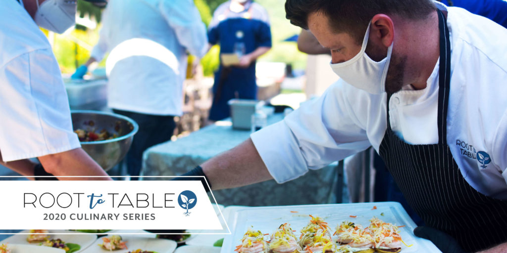 Chef Steve Ferrell plating his dish at a Root to Table Event