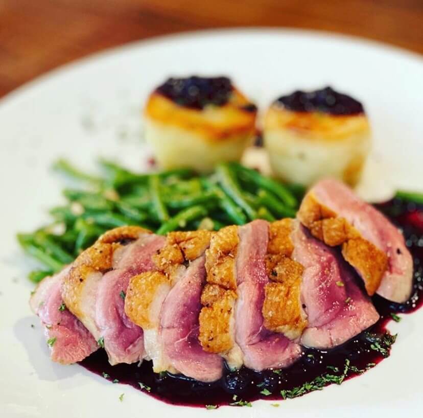 Maple Leaf Farms Duck with blueberry sauce