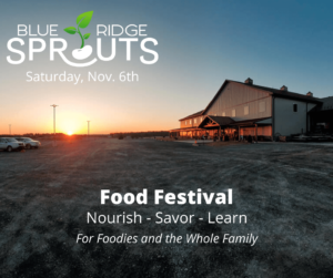 Front of West Oaks Farm Market with Blue Ridge Sprouts logos